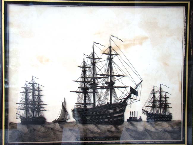 A fine 19th century Reverse Painting on Glass featuring "Nelson's Flag Ship VICTORY" — image 3